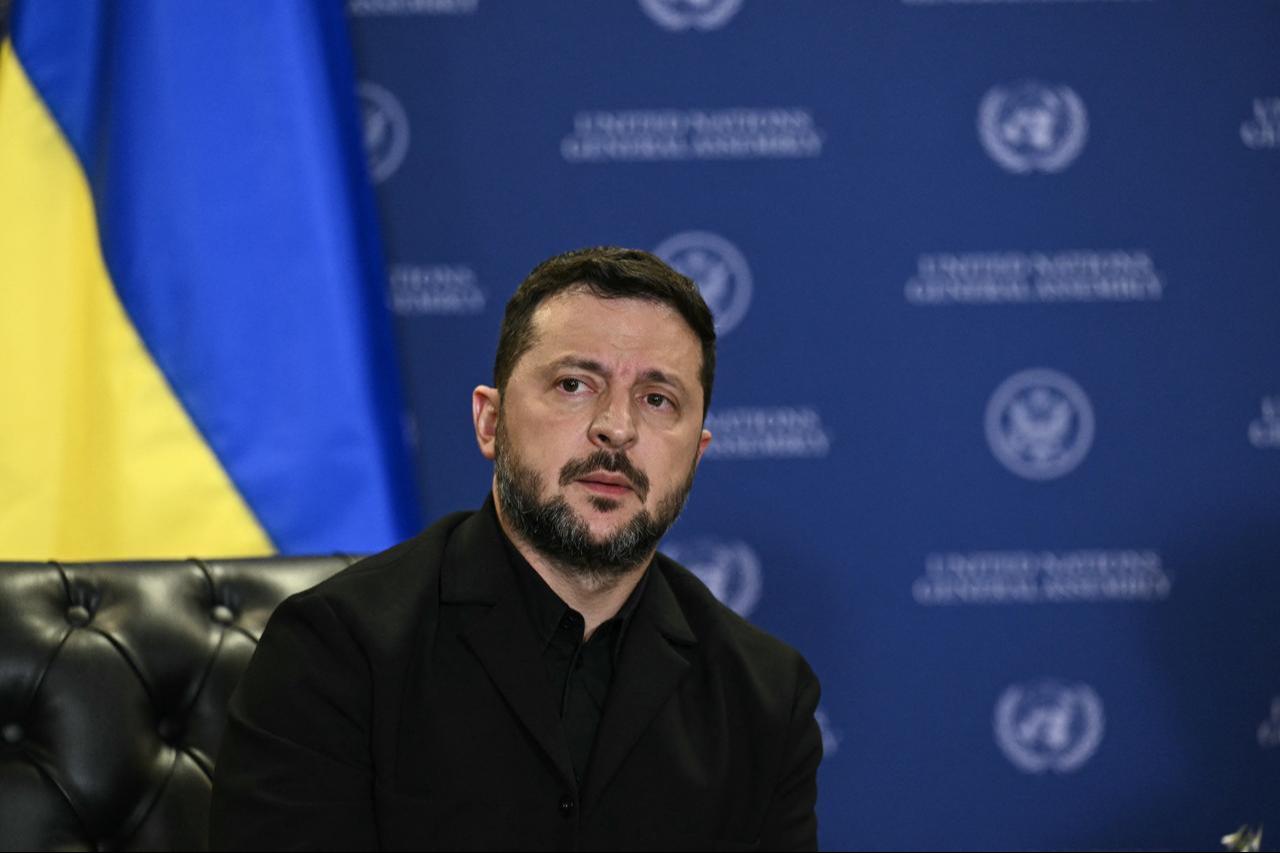 Ukraine's President Volodymyr Zelenskyy looks on as he meets with US President Donald Trump on the sidelines of the 81st United Nations General Assembly in New York, Sept. 22, 2026. (AFP Photo)
