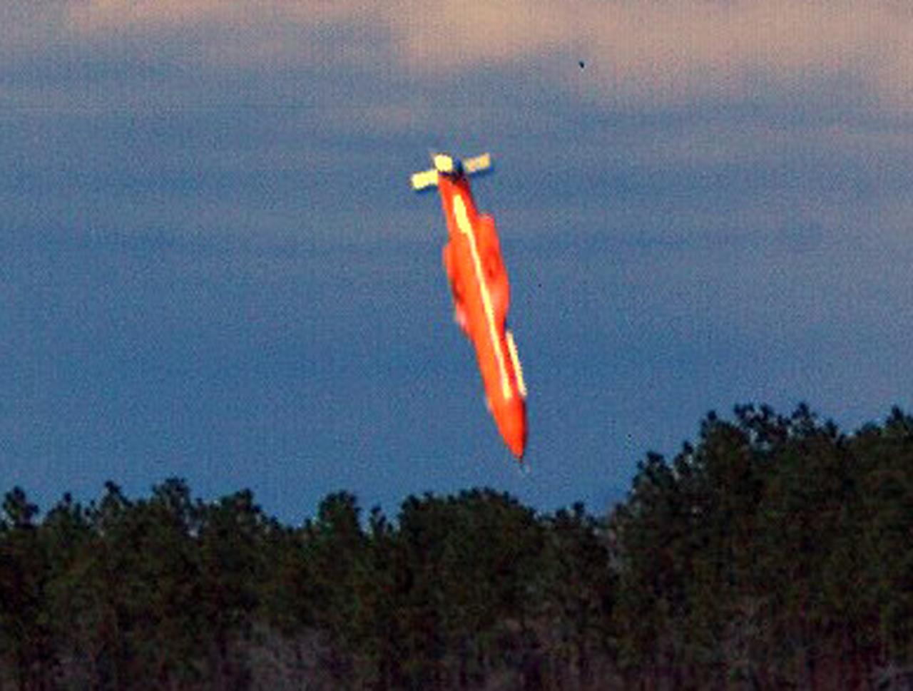 The GBU-43/B Massive Ordnance Air Blast bomb prototype is shown moments before impact on March 11, 2003. (Photo by US Air Force)