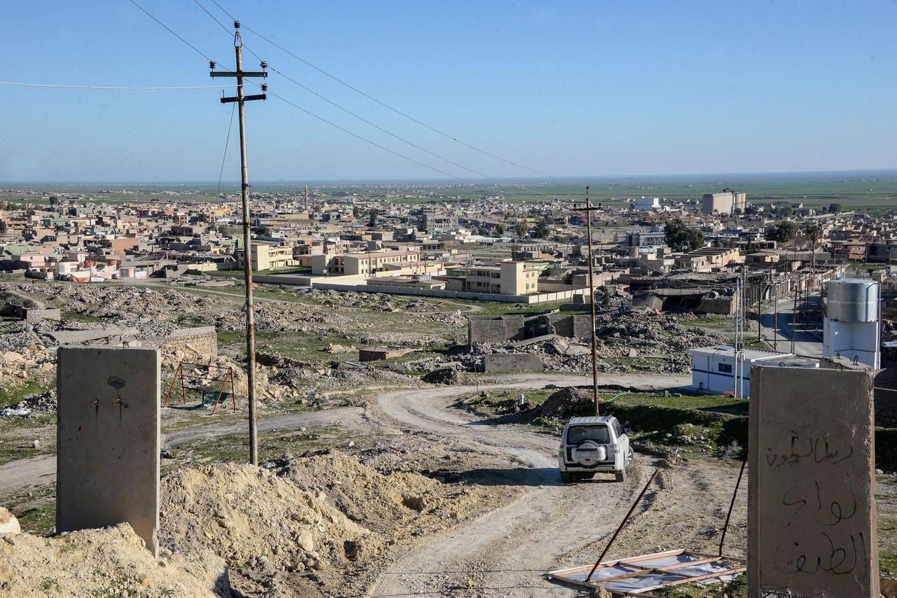 A picture taken on February 4, 2019, shows a general view of damaged buildings in the northern Iraqi town of Sinjar. (AFP Photo)