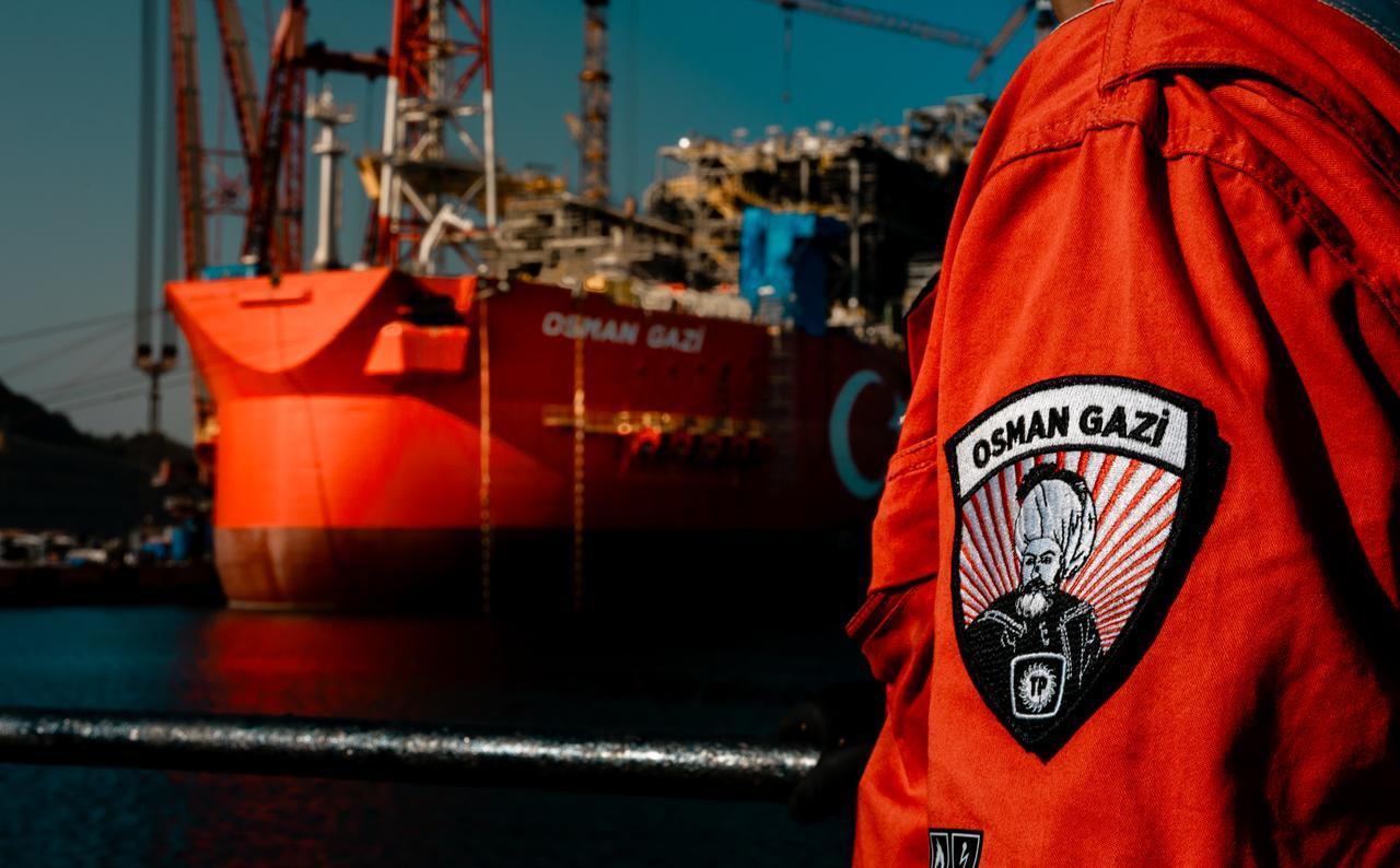 A view of Osman Gazi, Türkiye's first floating production platform, ahead of its planned departure from Filyos to the Black Sea on October 17, in Istanbul, Türkiye, on Aug. 24, 2026. (Turkish Ministry of Energy/Handout)