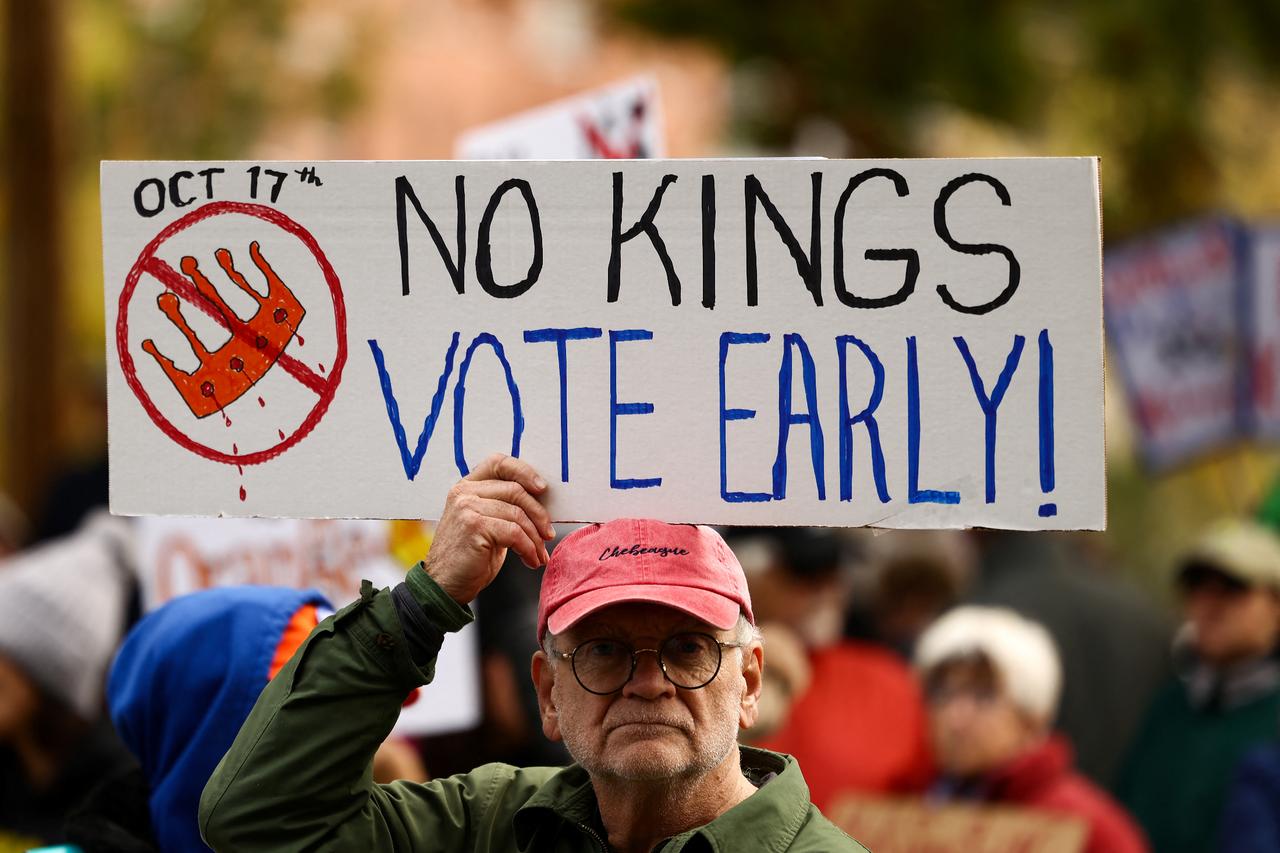 'No Kings' protesters urge early voting as midterms near
