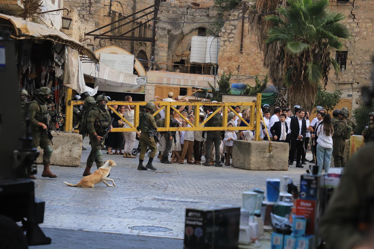 Illegal Israeli settlers raid the Old City of Hebron under the protection of Israeli forces on October 17, 2026 in Hebron, West Bank, Palestine. (AA Photo)