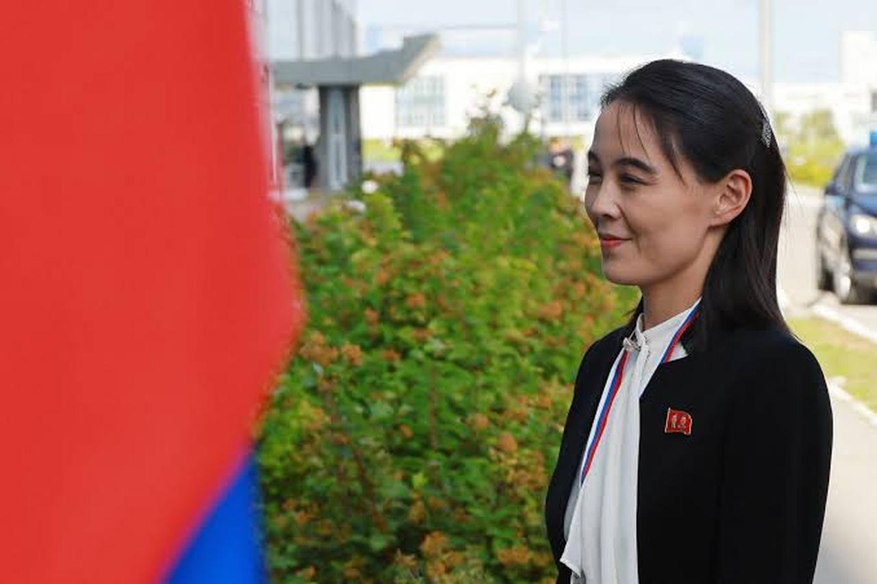 Kim Yo-jong, sister of North Korean leader Kim Jong-un, arrives at the Vostochny Cosmodrome before a meeting between Russian President Vladimir Putin and Kim Jong-un, in the far eastern Amur region, Russia on Sept. 13, 2023. (AFP Photo)