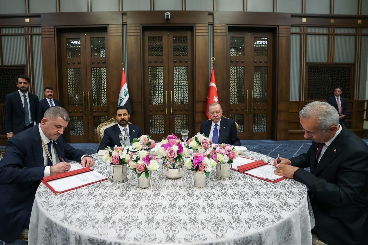 Turkish President Recep Tayyip Erdogan (2nd R) and Iraqi Prime Minister Ali al-Zaydi (2nd L) attend signing ceremony at the Presidential Complex in Ankara, Türkiye, July 28, 2026. ( TUR Presidency /Murat Cetinmuhurdar - Anadolu Agency )