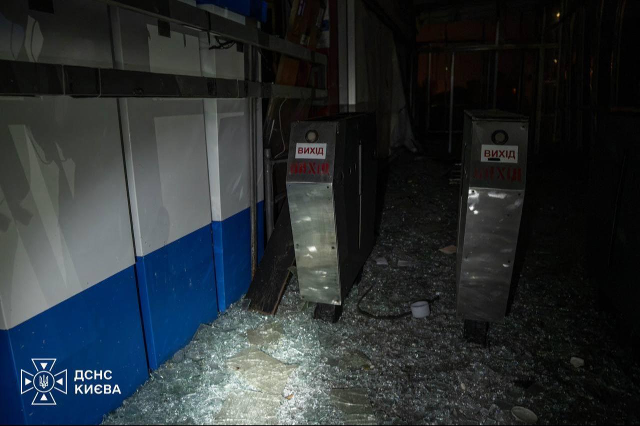 This handout photograph taken and released by Ukraine's Emergency Service on October 19, 2026, shows damaged metro gates at a metro station following an alleged Russian ballistic missile attack in Kyiv. (AFP Photo/Handout/Ukrainian State Emergency Service)