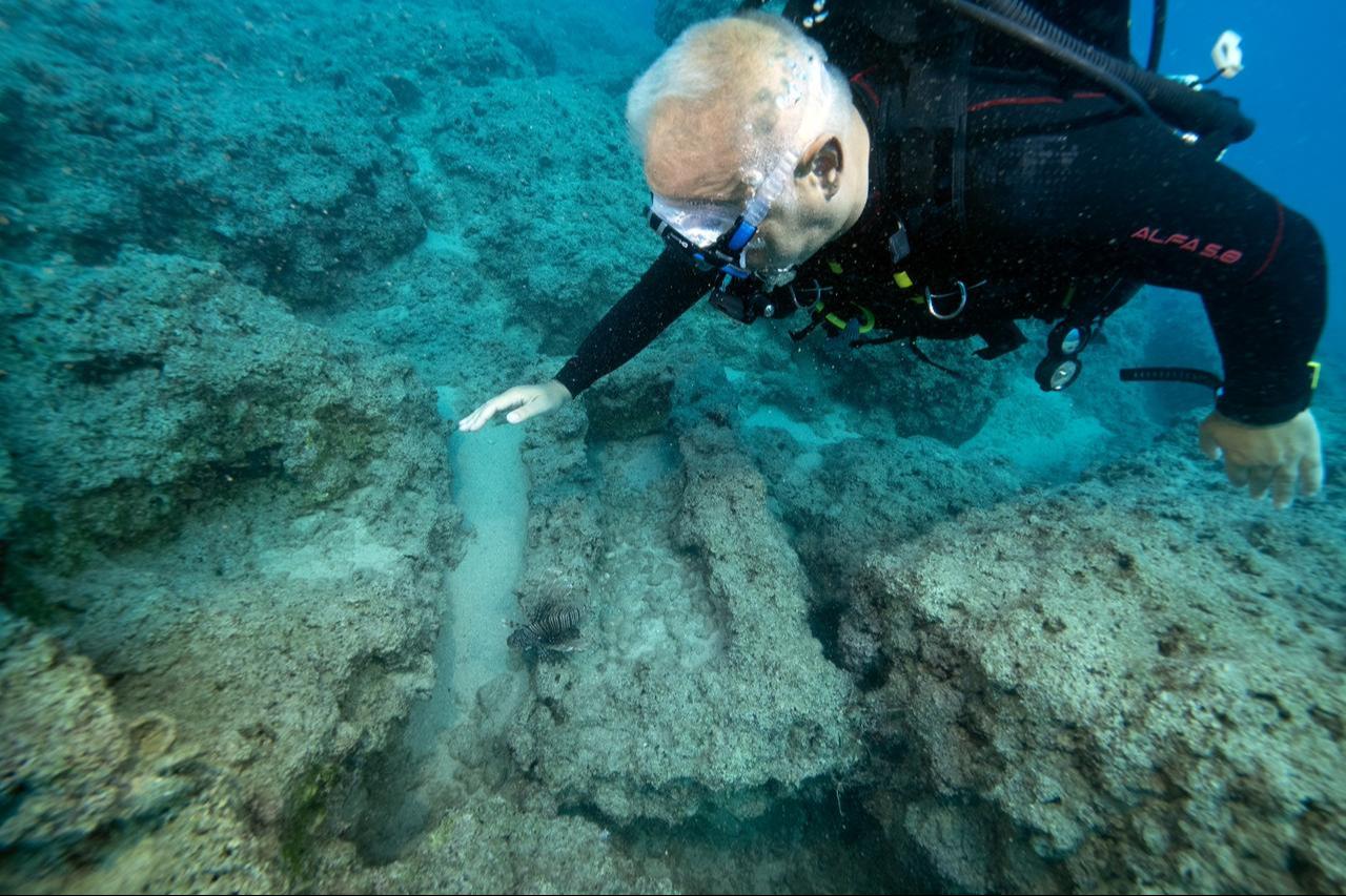 Culture and Tourism Minister Mehmet Nuri Ersoy dived to the Kumluca Middle Bronze Age Shipwreck, known as the world's oldest identified wreck, and explored sites where underwater sarcophagi were discovered, as part of the "Heritage for the Future" project, Antalya, Türkiye, September 2, 2024. (AA Photo)