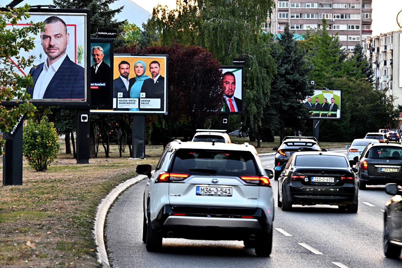 Pre-election billboards of various parties and candidates line the streets of Sarajevo, on September 30, 2026, as Bosnia and Herzegovina nears general elections. (AFP Photo)