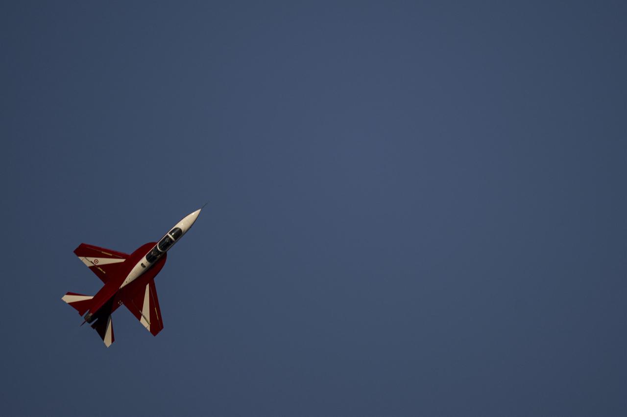 A Turkish-made Hurjet jet trainer performs a salute flight over Turkish Aerospace Industries (TAI) in Ankara, Türkiye, on July 7, 2026. (AA Photo)