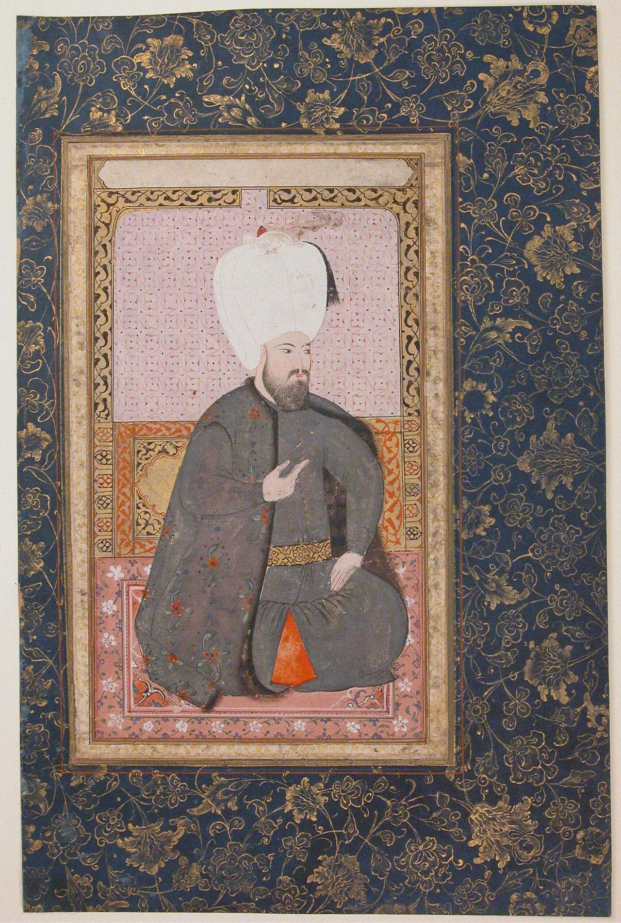 An Ottoman miniature depicts Sultan Ahmed I, who ruled the Ottoman Empire from 1603 to 1617 and commissioned the Arife Throne at Topkapi Palace. (Image via The Metropolitan Museum of Art)