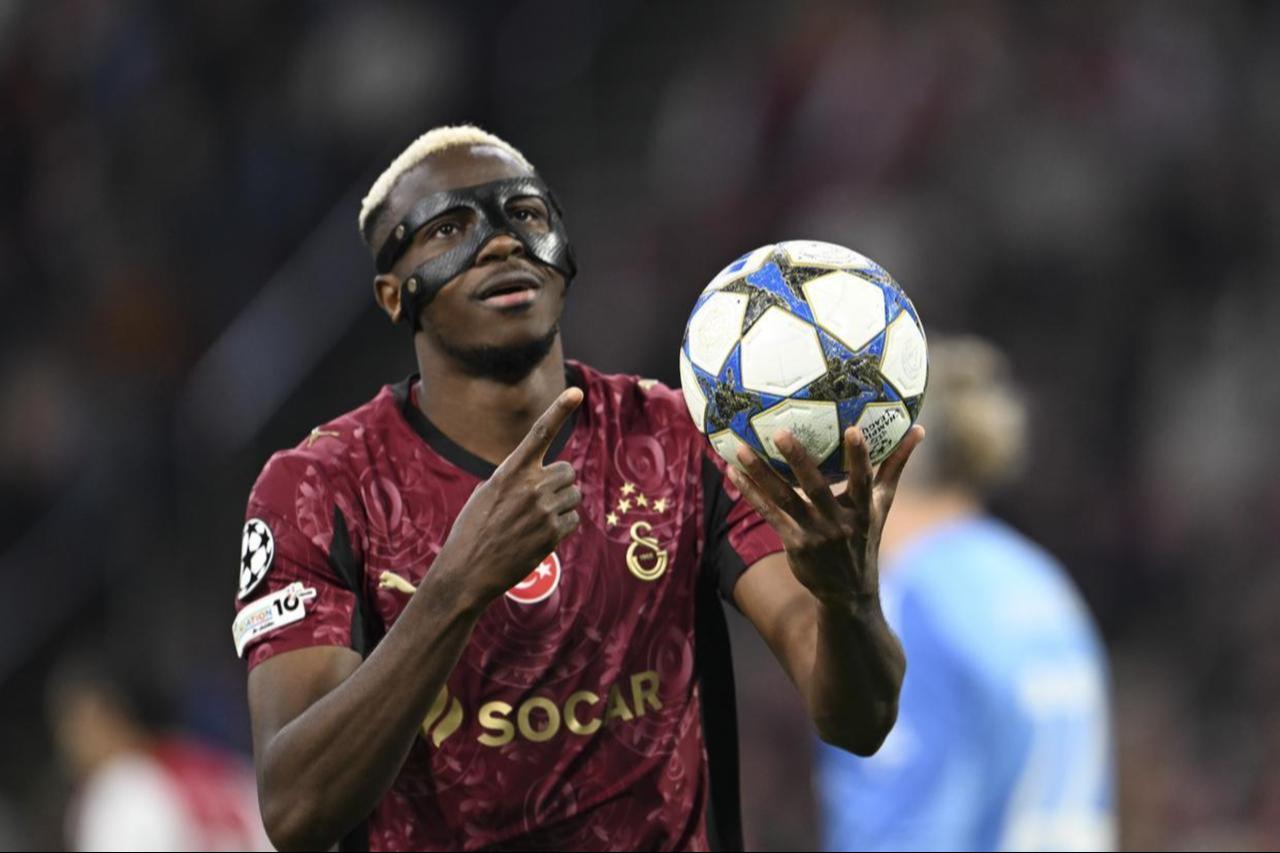 Victor Osimhen of Galatasaray celebrates after scoring a goal during the UEFA Champions League week 4 football match between Ajax and Galatasaray at Johan Cruijff Arena in Amsterdam, Netherlands on November 05, 2025. (AA Photo)