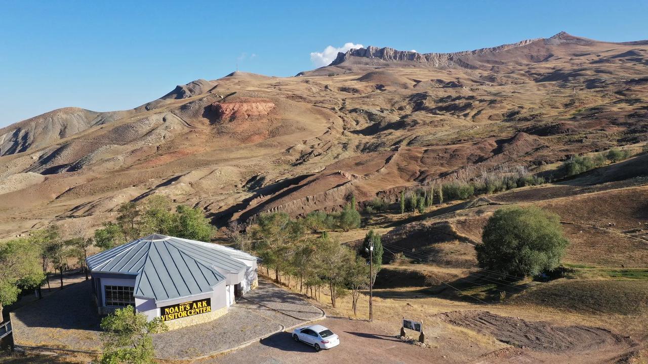 The image shows the Noah's Ark Visitor Center overlooking the boat-shaped Durupinar geological formation in Agri Province, eastern Türkiye. (Photo via Noah's Ark Scans)