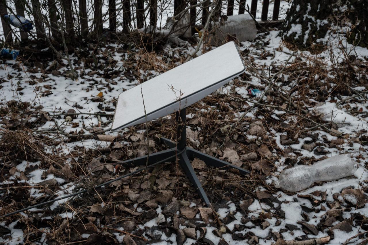 A Starlink satellite-based broadband system used by Ukrainian servicemen is seen in Bakhmut on February 1, 2023, amid the Russian invasion of Ukraine. (AFP Photo)