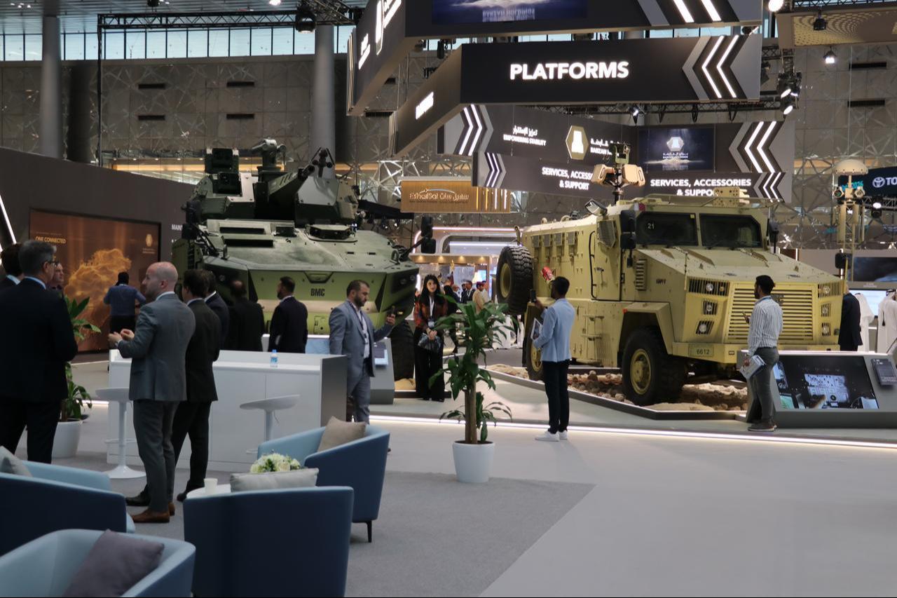 Visitors and exhibitors gather at the 16th International Homeland Security and Safety Exhibition (Milipol Qatar), held at the Doha Exhibition and Convention Center in Doha, Qatar, on Oct. 20, 2026. (AA Photo)