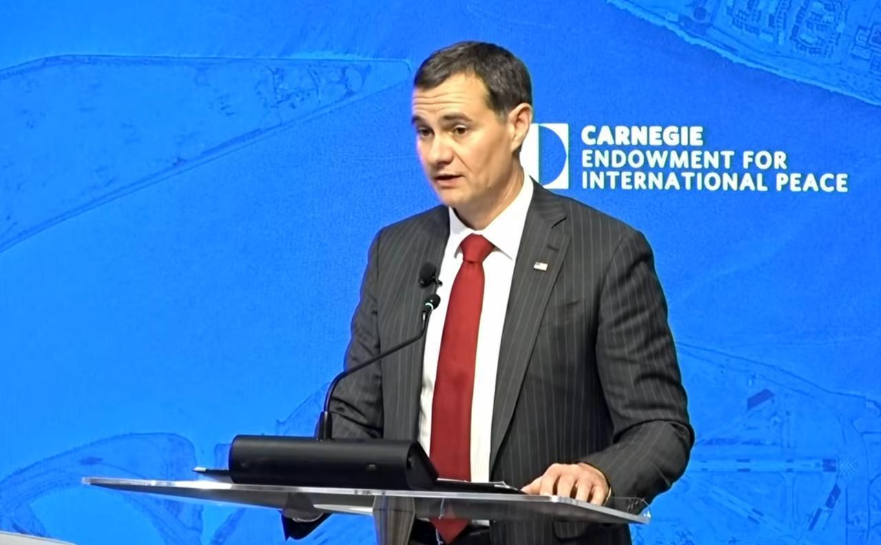Dr. Matthew Napoli, NNSA deputy administrator for defense nuclear nonproliferation, speaks during a conversation on the future of defense nuclear nonproliferation at the Carnegie Endowment for International Peace in Washington on Tuesday, Oct. 20, 2026.