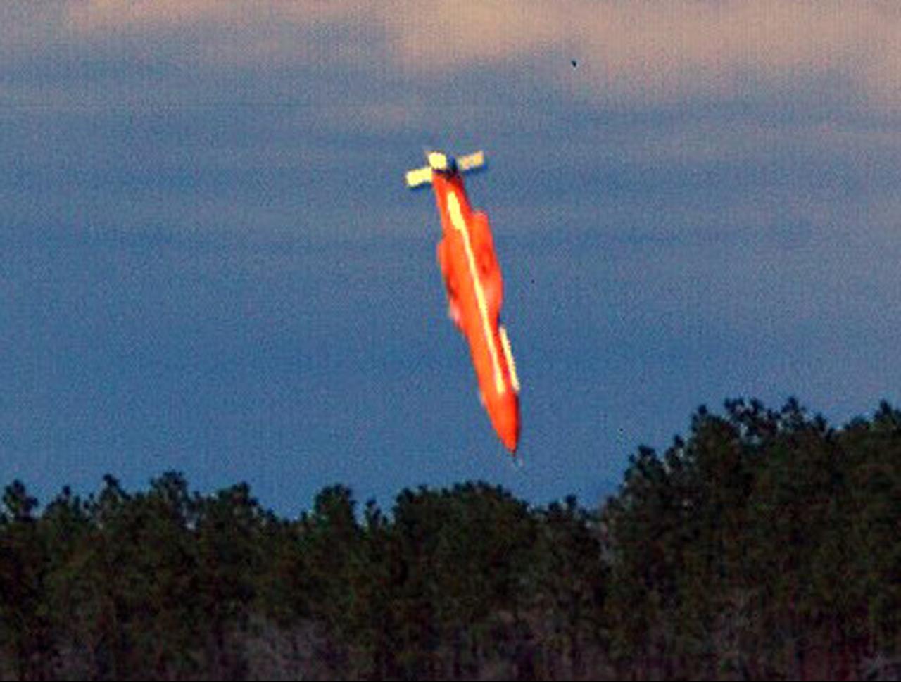 The GBU-43/B Massive Ordnance Air Blast bomb prototype is shown moments before impact on March 11, 2003. (Photo by US Air Force)