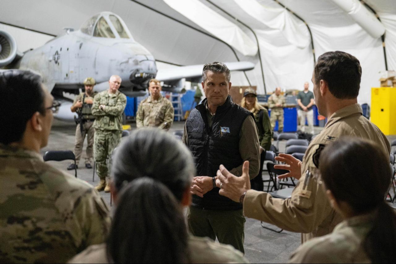 U.S. Defense Secretary Pete Hegseth visiting U.S. troops in the U.S. Central Command (CENTCOM) area of responsibility at an undisclosed location and time. (Photo via x/@SecWar)