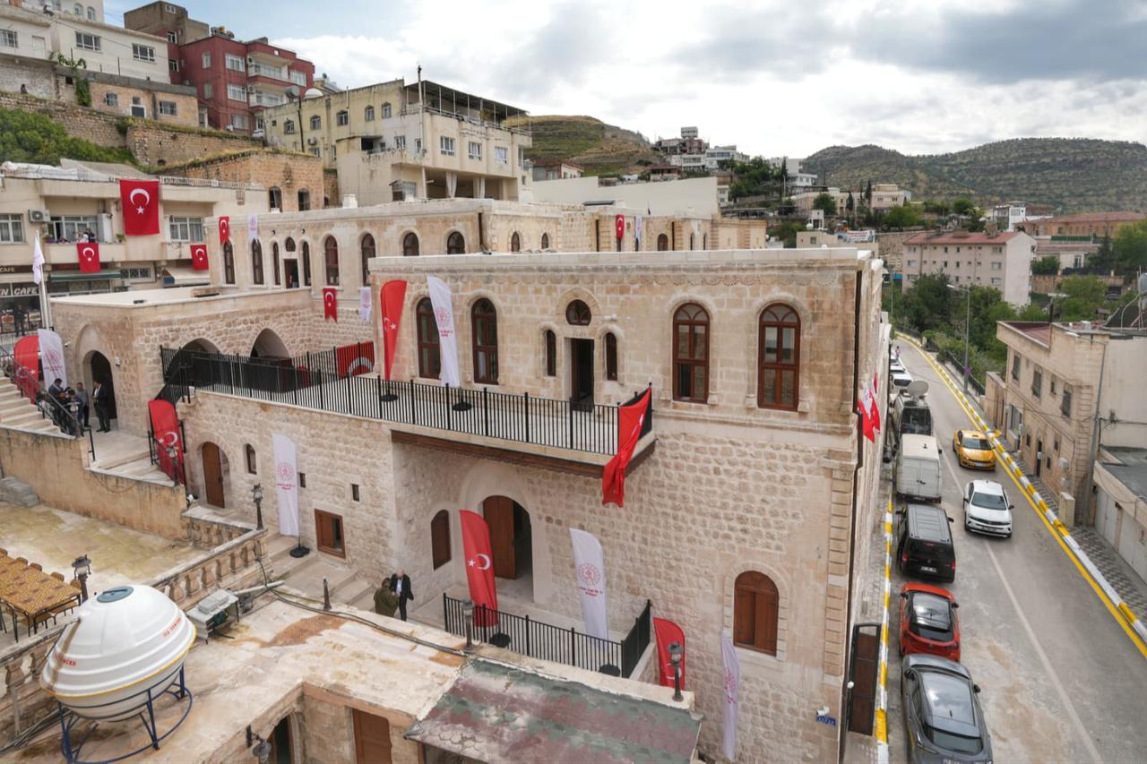 An aerial view shows the restored Aziz Sancar Museum, a traditional stone mansion in the historic district of Savur, Mardin, southeastern Türkiye, October 21, 2026. (AA Photo)