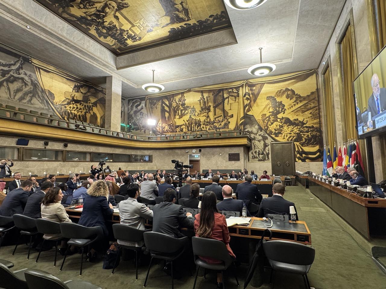 Representatives attend the opening session of the 6th Consultative Meeting on Strengthening the Coordination of Peace Initiatives and Efforts in Sudan in Geneva, Switzerland, Oct. 21, 2026. (AA Photo)