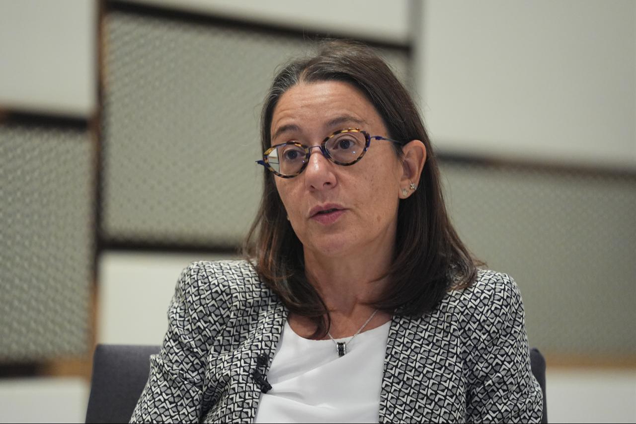 S&P Global Ratings Financial Institutions Director Regina Argenio speaks to Anadolu Agency in Istanbul, Türkiye, Oct. 23, 2026. (AA Photo)