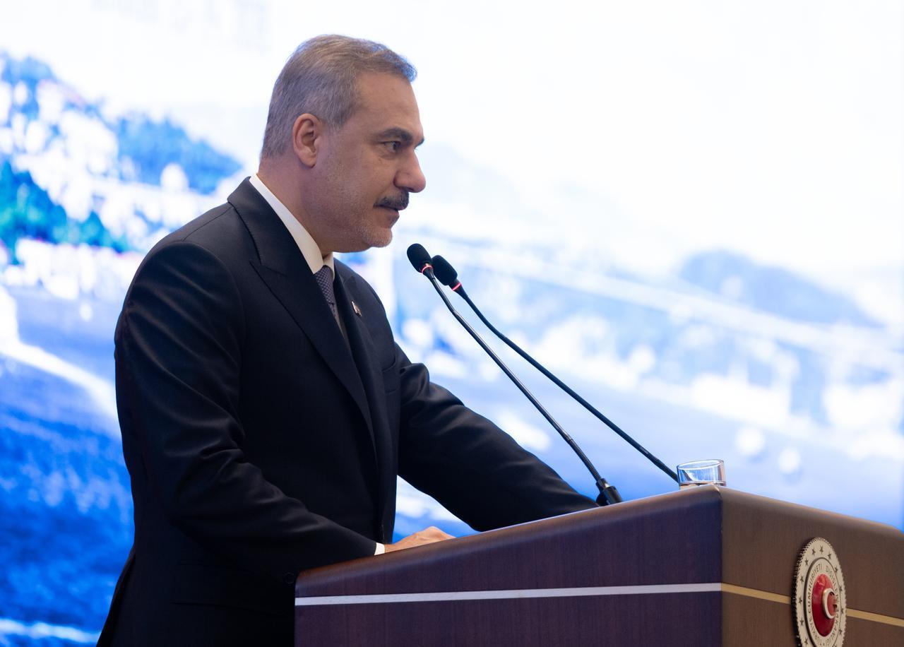 Turkish Foreign Minister Hakan Fidan delivers a speech during the 9th Istanbul Mediation Conference in Istanbul, Türkiye, on October 23, 2026. (AA Photo)