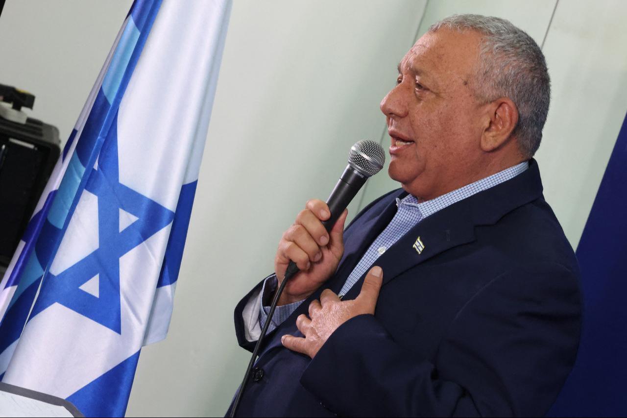 Former Israeli army chief of staff and Yashar Party leader Gadi Eisenkot speaks at a campaign rally in Ramla on October 21, 2026, ahead of Israel's legislative election. (AFP Photo)