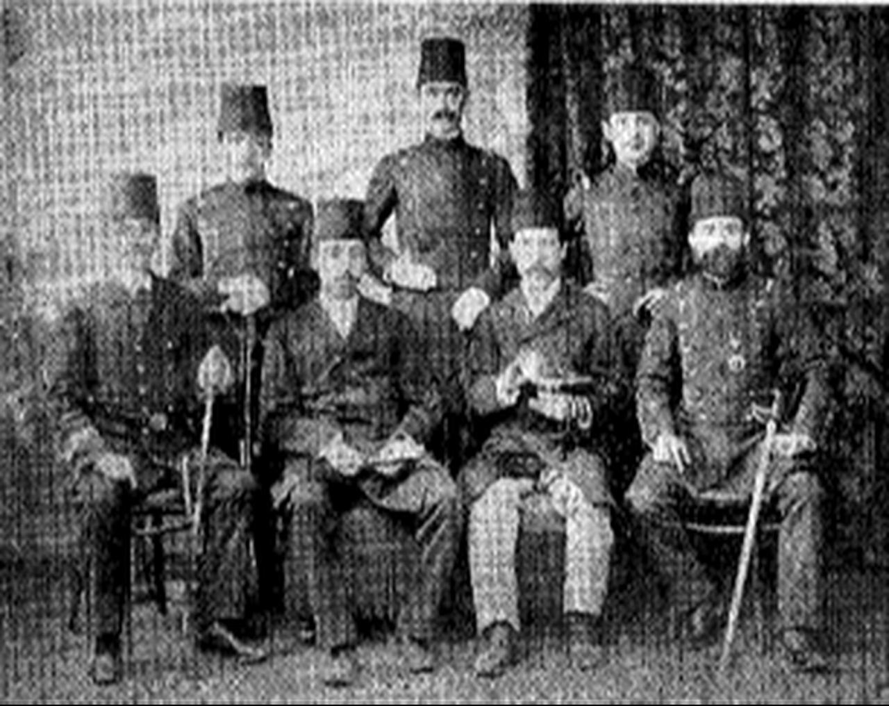 Japanese journalist Shotaro Noda poses with five Ottoman military students and Japanese businessman Yamada Torajiro in Istanbul around 1892, during his time teaching Japanese at the Ottoman Military Academy. (Archive Photo via Nobuo Misawa and Goknur Akcadag)