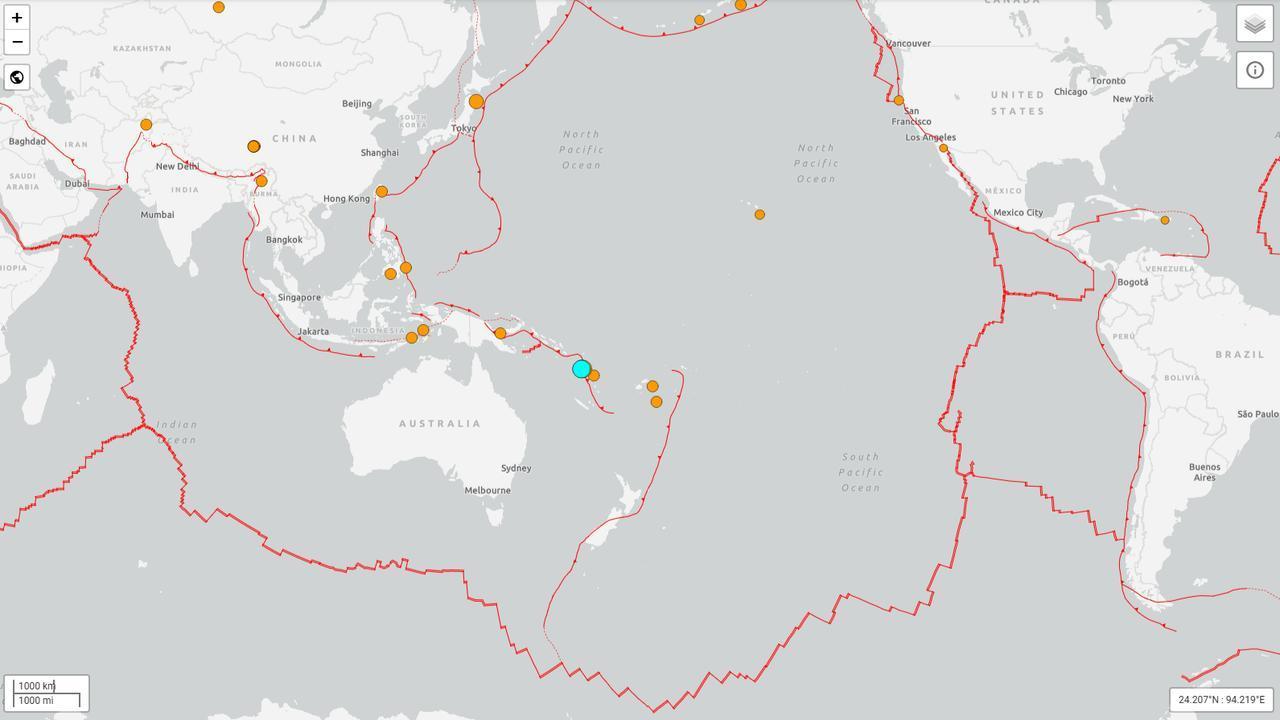 Map showing the location of the magnitude 6.9 earthquake off Vanuatu in the South Pacific. (Image via earthquake.usgs.gov)