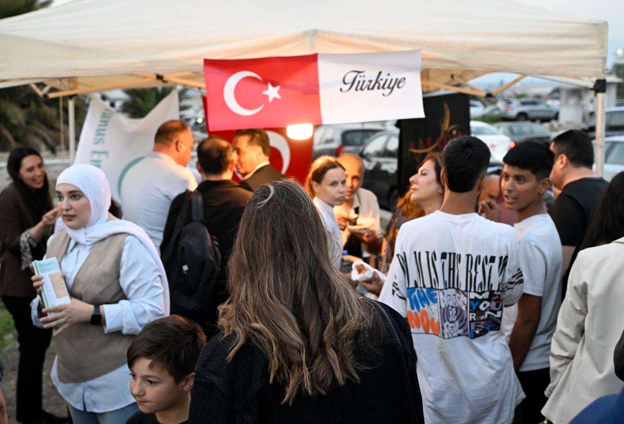 Visitors gather at Türkiye's stand during the Nations Day Festival in Beirut, Lebanon, where Turkish cuisine and cultural traditions were showcased, Oct. 23, 2026. (AA Photo)