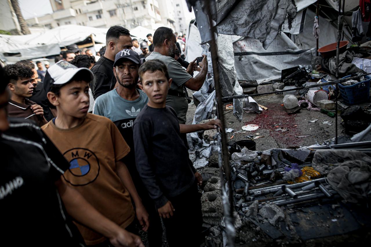 A view of the destruction after an Israeli military drone killed and injured Palestinians near the Palestine Stadium in the Rimal neighborhood of Gaza City, Gaza, Palestine on October 24, 2026. (AA Photo)