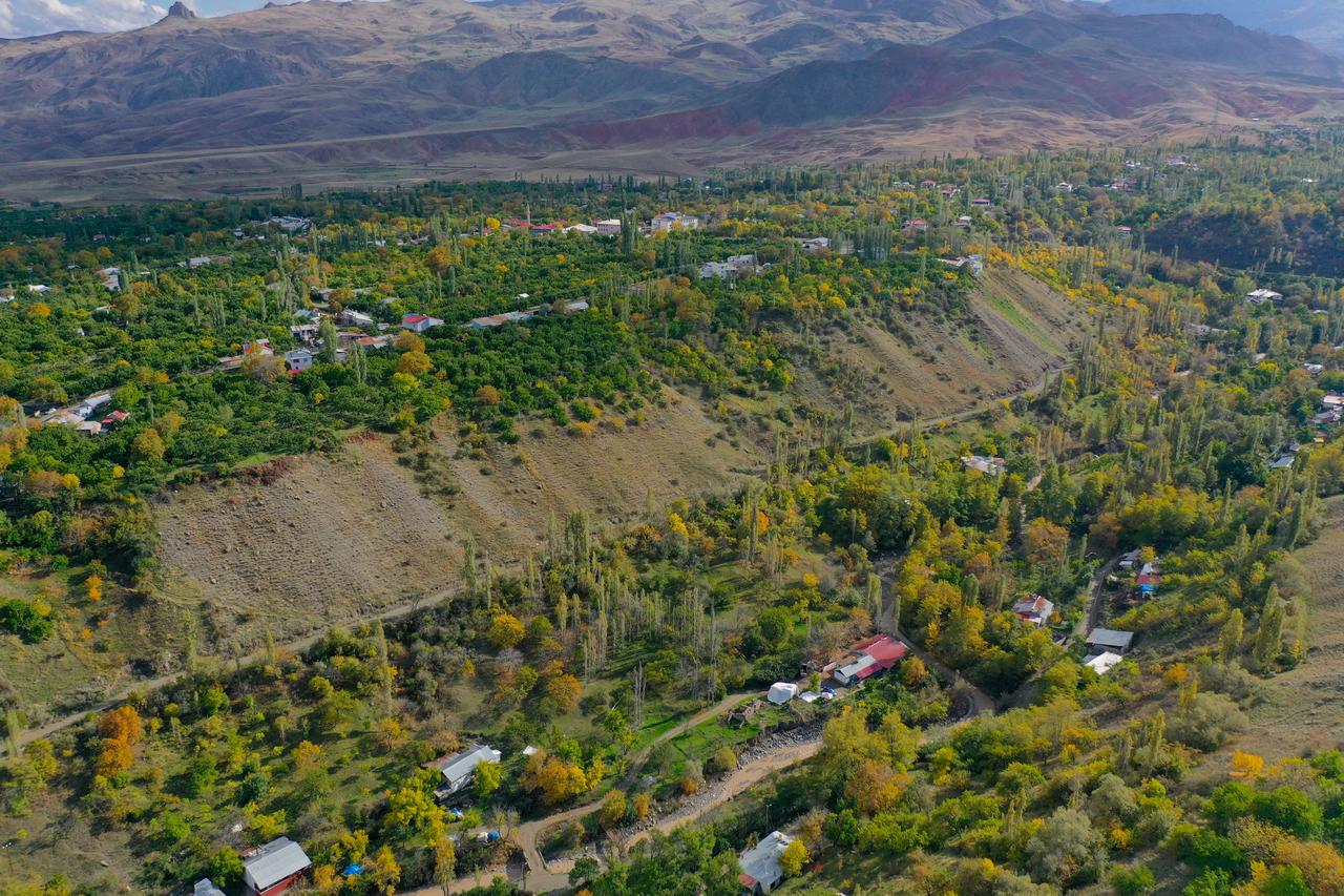 Autumn foliage displays vibrant seasonal colors across the valley in Kagizman district, Kars, Türkiye, known for its distinct microclimate. (AA Photo)