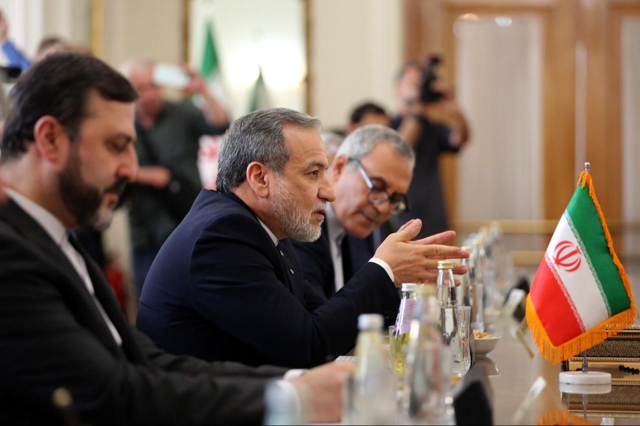 Iranian Foreign Minister Abbas Araghchi (C) meets Russian Foreign Minister Sergey Lavrov (not seen), who arrived in Tehran for an official working visit, on October 19, 2026. (AA Photo)