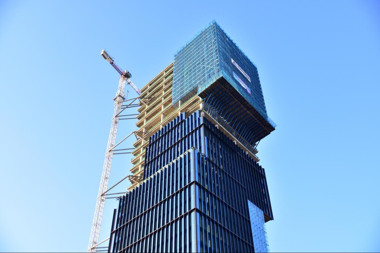 The photo shows a skyscraper under construction in Tirana, Albania, at an undisclosed time. (Adobe Stock Photo)