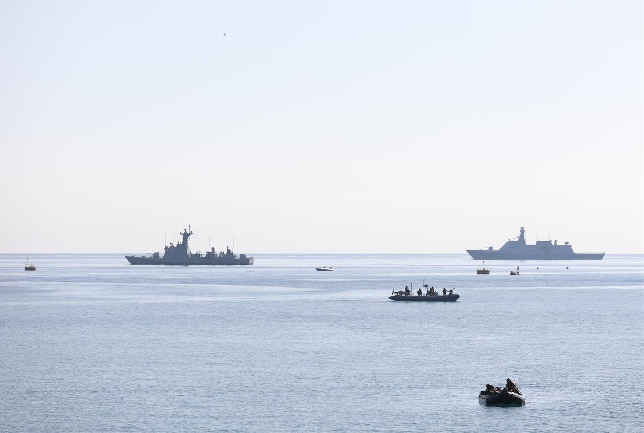 Naval vessels, unmanned aerial and maritime systems, and military personnel take part in demonstrations during the National Unmanned Maritime Systems Exercise-2026 (TURNAs-2026) in Antalya, Türkiye on Oct. 25, 2026. (AA Photo)
