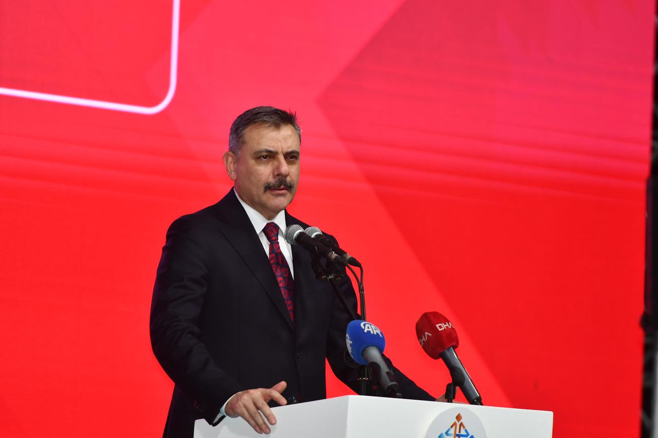 Türkiye's Interior Minister Mustafa Ciftci delivers a speech during a ceremony inaugurating new public service buildings in Batman, Türkiye, Oct. 17, 2026. (AA Photo)