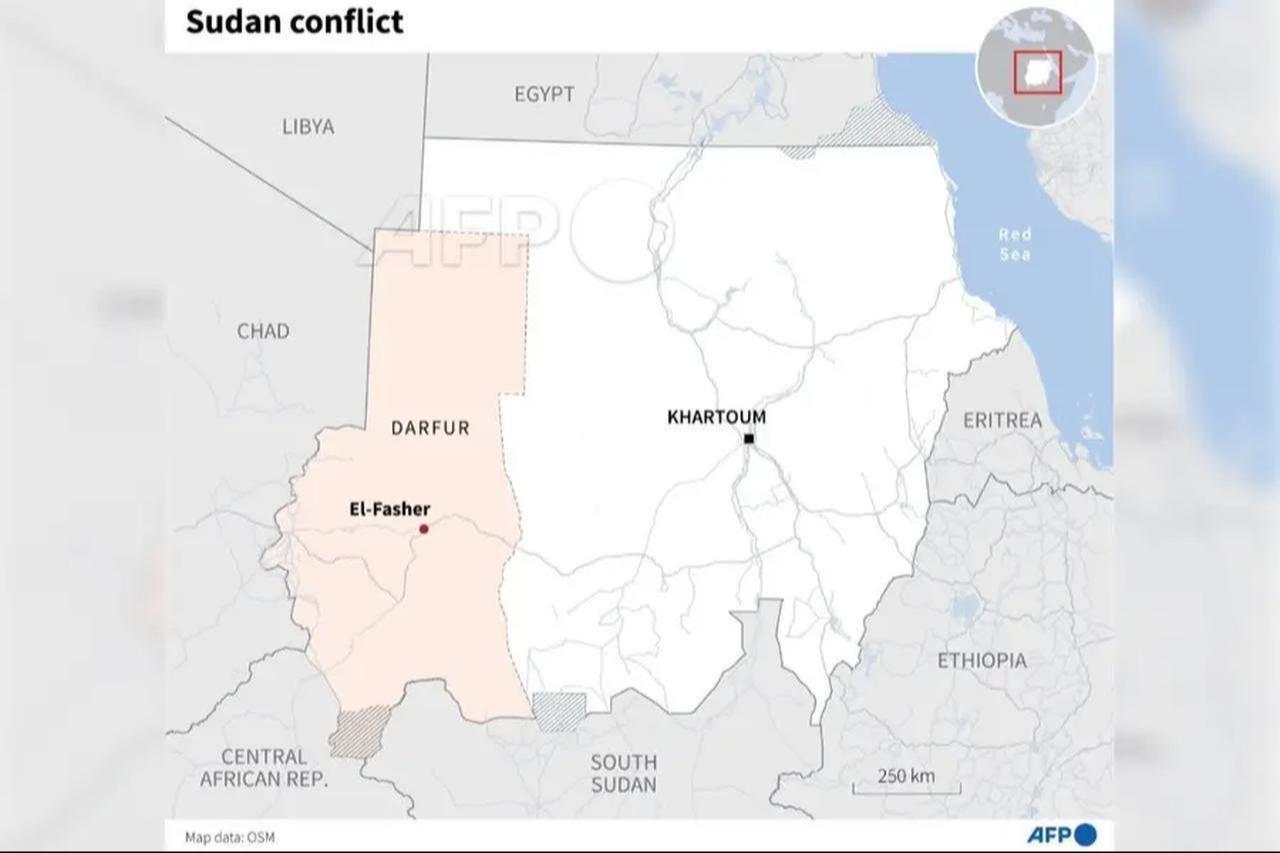 Infographic shows Darfurs El Fasher clash zone in Sudan, accessed on Sept. 19, 2025. (AFP Infographic)