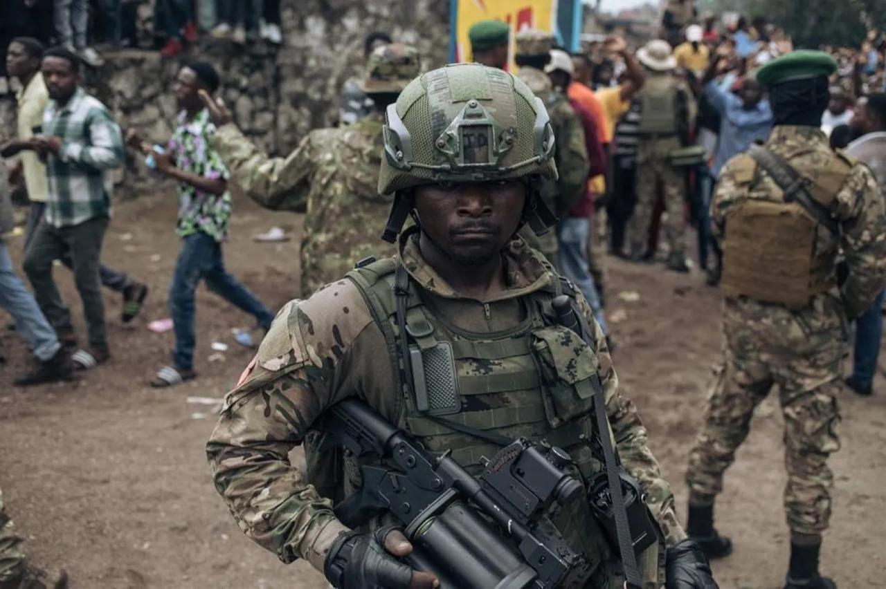 M23 fighters attend a public gathering called by the armed group at Unity Stadium (Stade de l’Unite) in Goma, Democratic Republic of Congo, Feb. 6, 2025. (AFP Photo)
