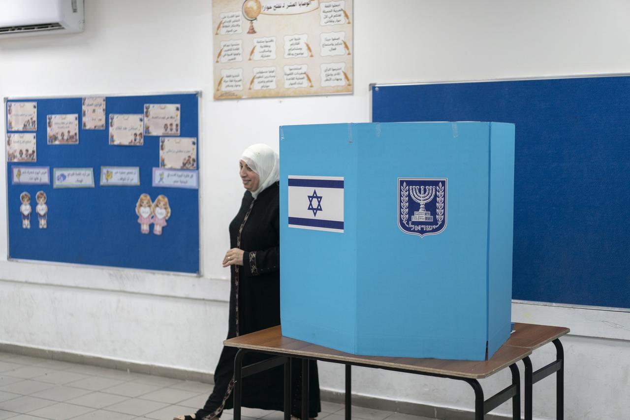 Voters cast their ballots at Al-Aqwas School as voting began Tuesday in Israel's parliamentary elections in the northern city of Umm al-Fahm, Israel on October 27, 2026. (AA Photo)