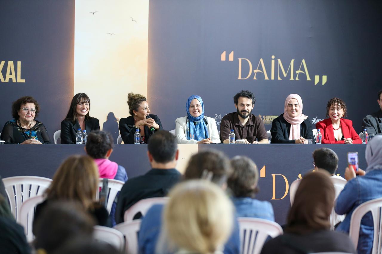 The cast and crew of "About the Mother" (Bir Anne Hakkinda) meet with audiences during a discussion following the film's Türkiye premiere at the 63rd International Antalya Golden Orange Film Festival in Antalya, Türkiye, Oct. 27, 2026. (AA Photo)