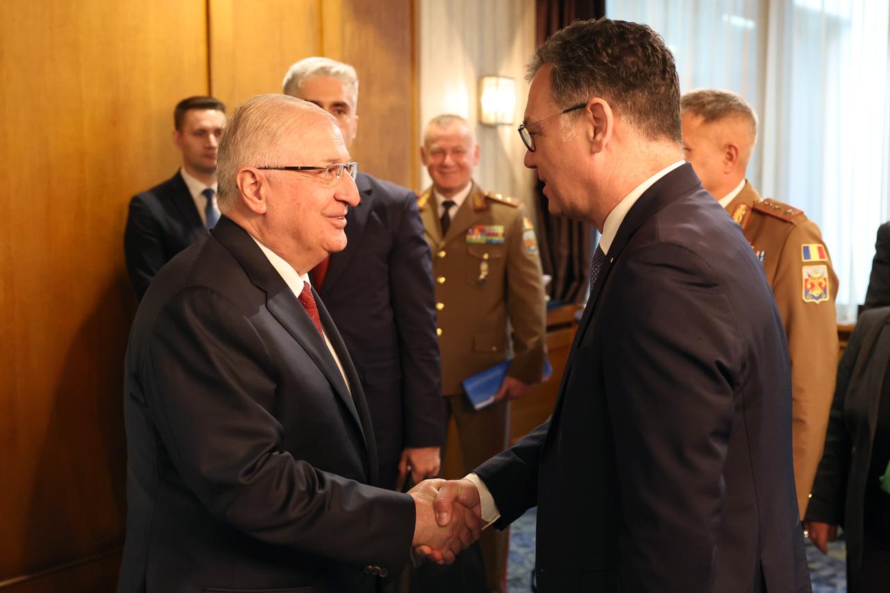 Turkish Minister of National Defense Yasar Guler and Chief of General Staff General Selcuk Bayraktaroglu attend the Turkiye-Bulgaria-Romania Defense Ministers and Chiefs of General Staff Meeting in Sofia, Bulgaria on October 28, 2026.  (Turkish Defense Ministry/Handout/AA Photo)