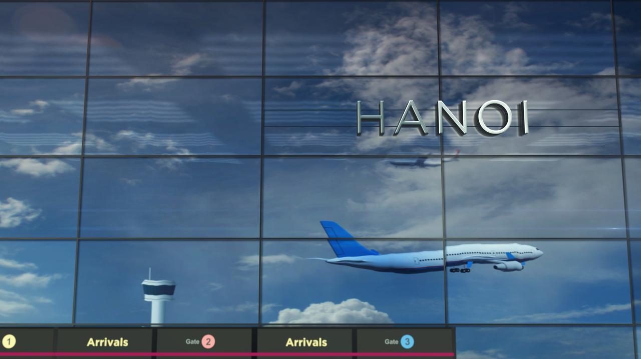 Airplane landing at the airport terminal in Hanoi, Vietnam. (Photo via Adobe Stock)