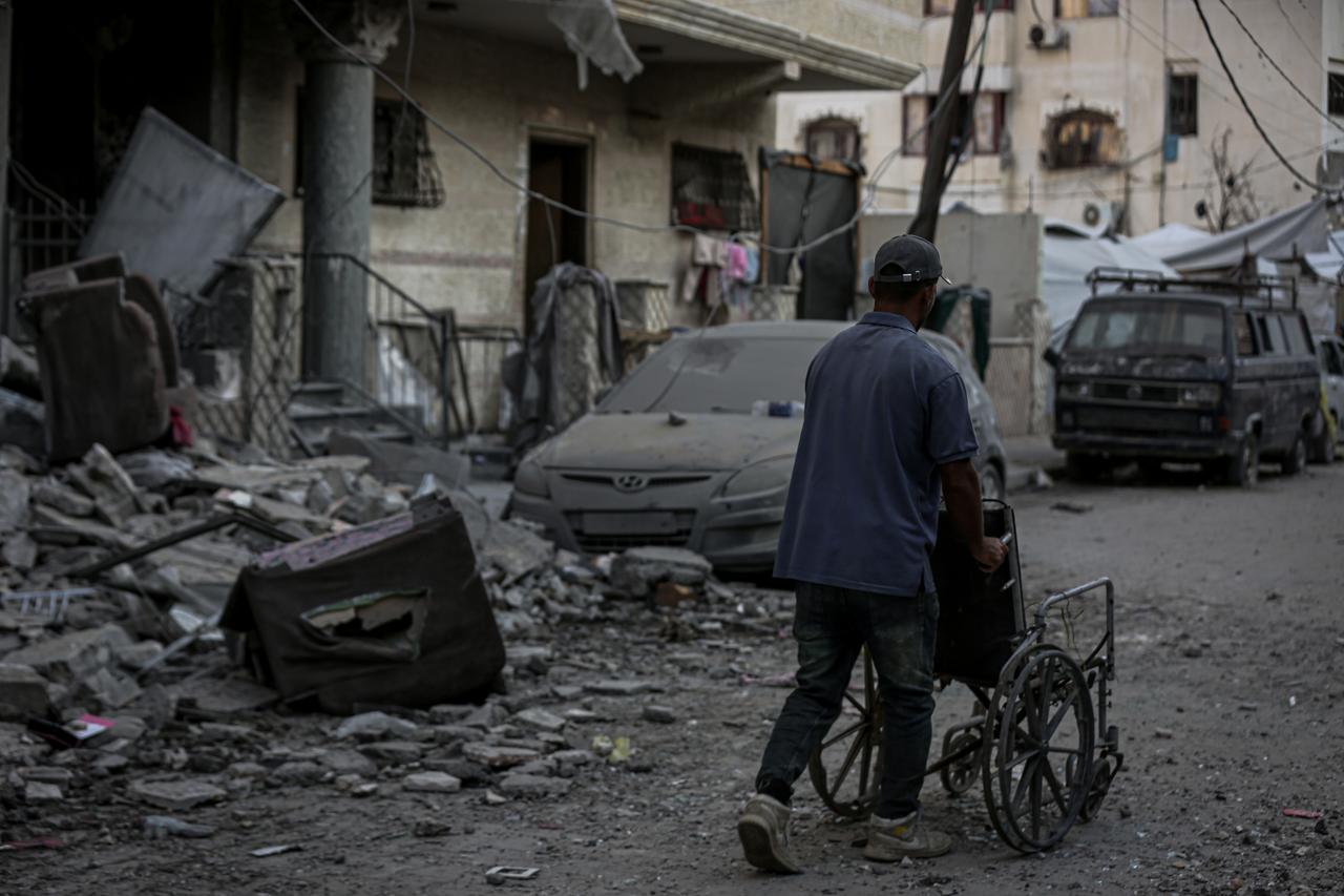 A view of the destruction after Israeli army bombed the ground floor of al-Asale building killing five Palestinians, including a girl in Gaza Strip, Palestine on October 03, 2026. (AA Photo)