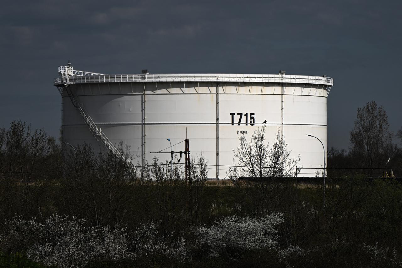 Fuel storage tanks are pictured at the CCMP (Compagnie Commerciale de Manutention Petroliere) petroleum depot in Pauillac, north of Bordeaux, south-western France, March 10, 2026. (AFP Photo)