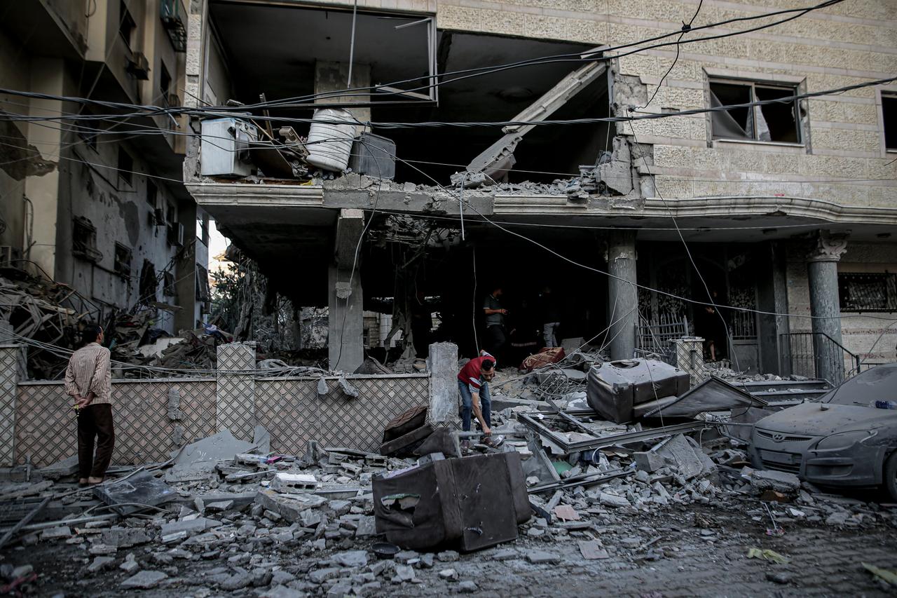 A view of the destruction after Israeli army bombed the ground floor of al-Asale building killing five Palestinians, including a girl in Gaza Strip, Palestine on October 03, 2026. (AA Photo)