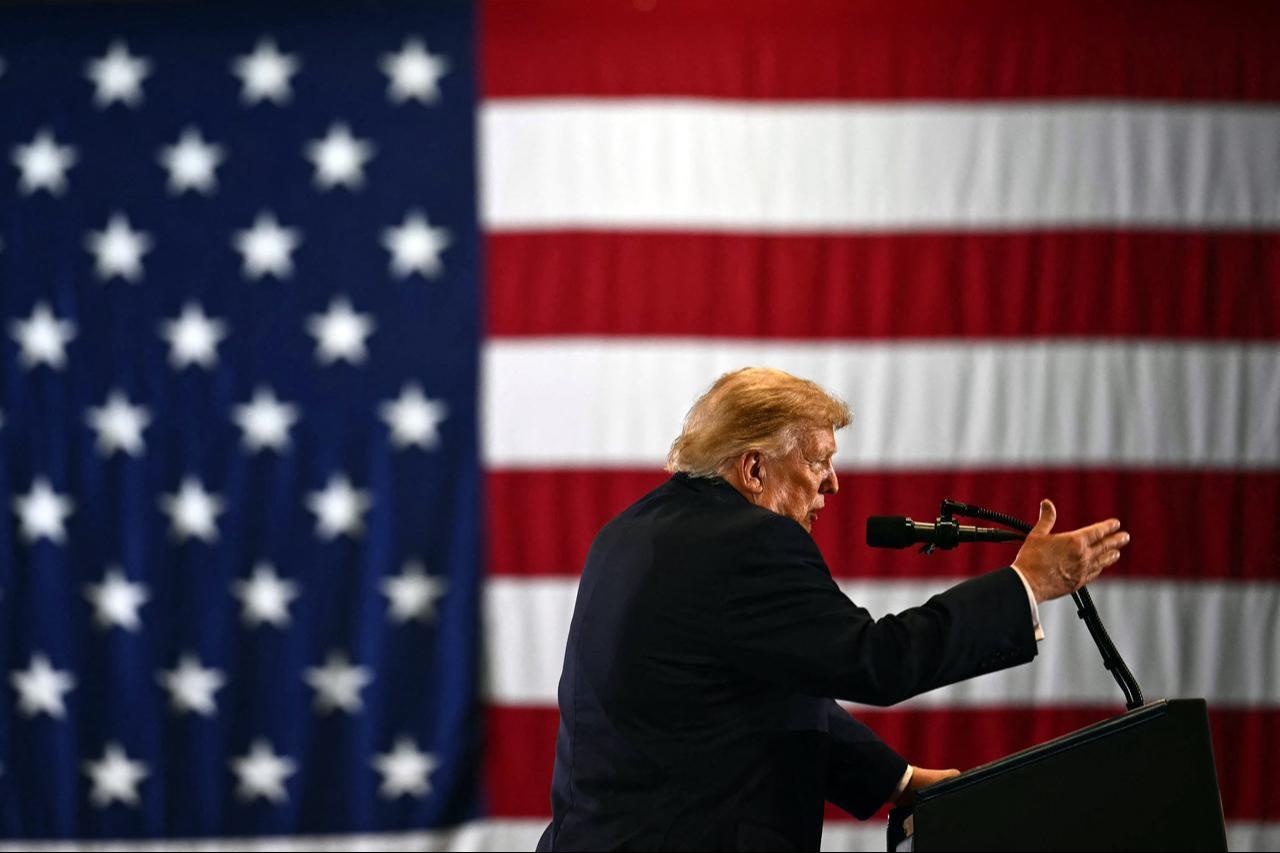 US President Donald Trump speaks during a campaign rally at the Choctaw Event Center in Durant, Oklahoma on October 1, 2026. (AFP Photo)