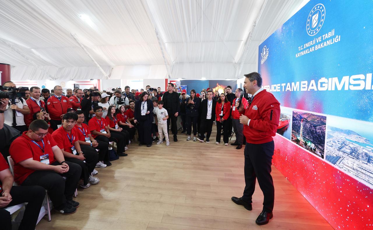 Energy and Natural Resources Minister Alparslan Bayraktar speaking during TEKNOFEST Southeast, at Sanliurfa GAP Airport, Sanliurfa, Türkiye on Oct. 3, 2026. (AA Photo)