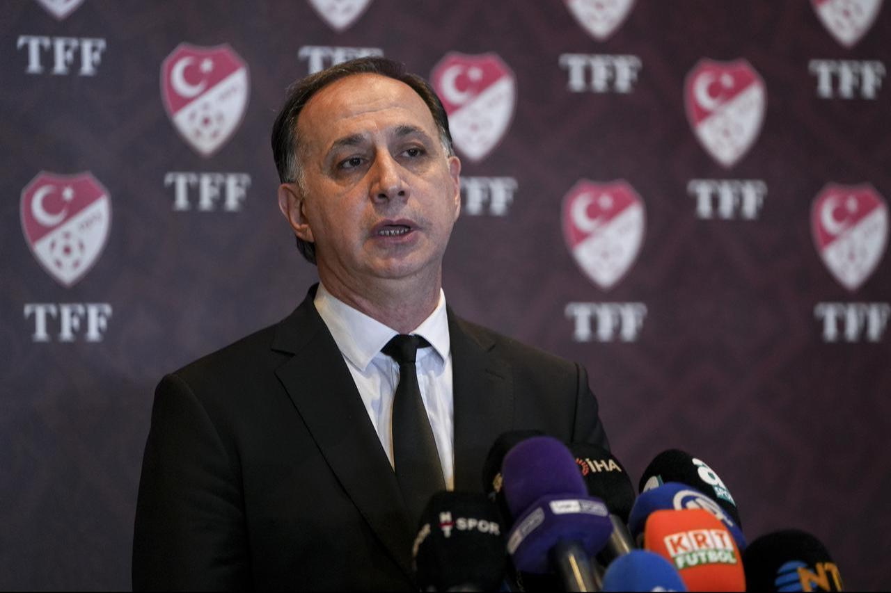 Ferhat Gundogdu, head of the Turkish Football Federation's Central Refereeing Committee, speaks to the media after a meeting at the TFF Riva Hasan Dogan National Teams Camp and Training Facilities in Istanbul, Türkiye, Dec. 26, 2024. (AA Photo)