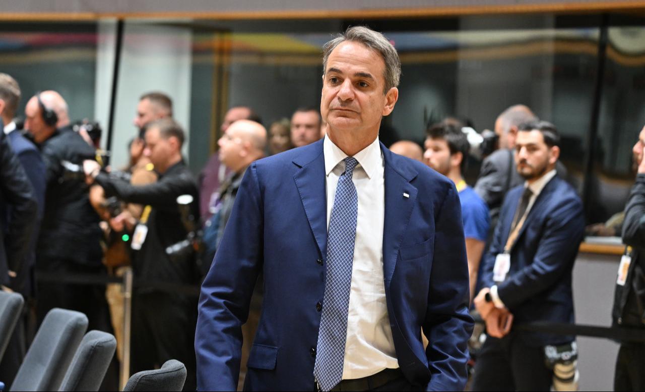 Greek Prime Minister Kyriakos Mitsotakis attends the second day of the European Union leaders' summit in Brussels, Belgium, on October 16, 2026. (AA Photo)