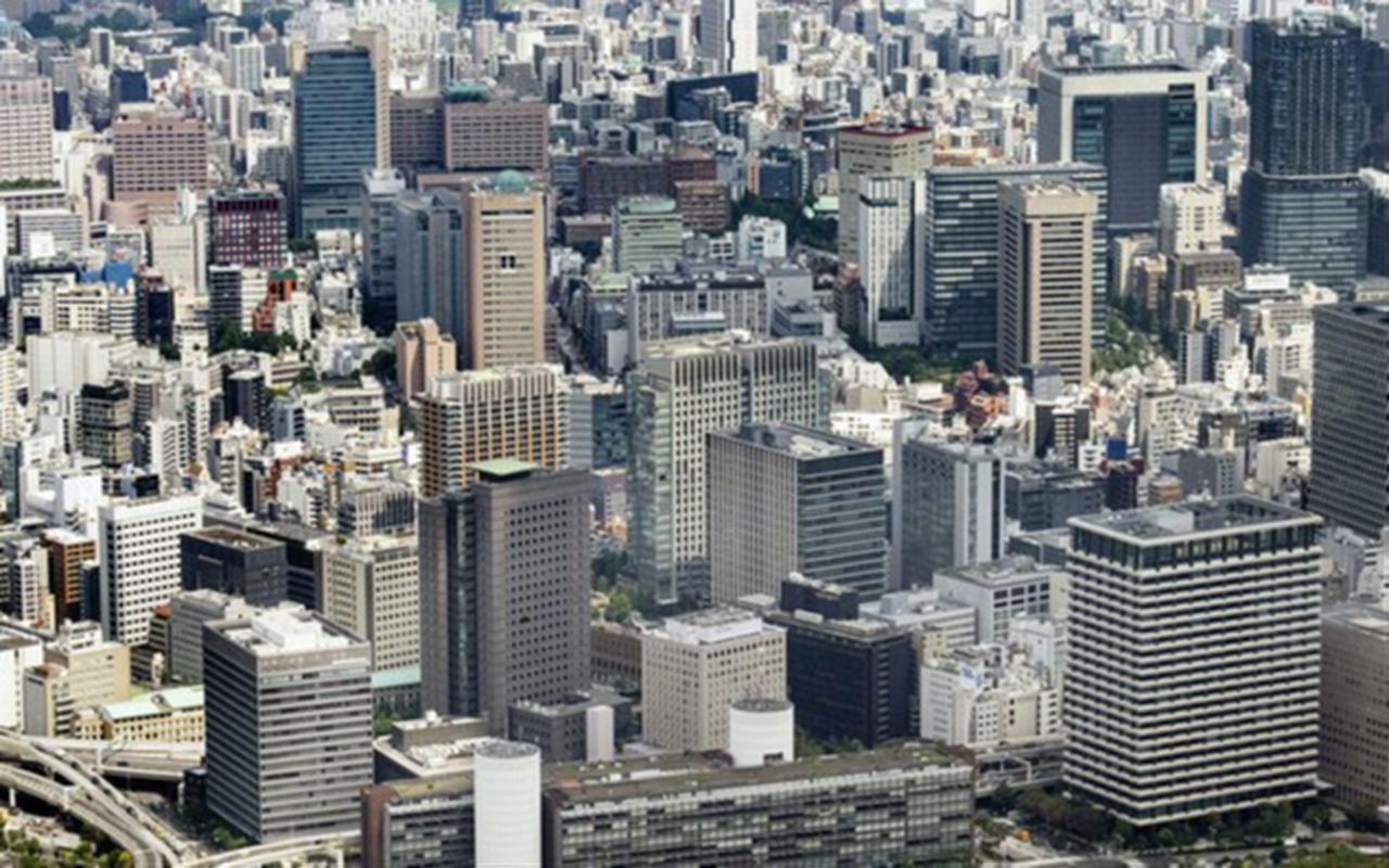 File photo taken from a Kyodo News helicopter shows buildings in central Tokyo in Sept. 2026. (Photo via Kyodo News)