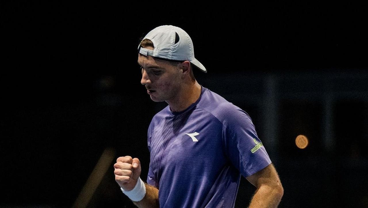 Jan-Lennard Struff of Germany pictured in action during the European Open ATP tennis tournament in Brussels, on Friday 23 Oct. 2026. (AFP Photo)