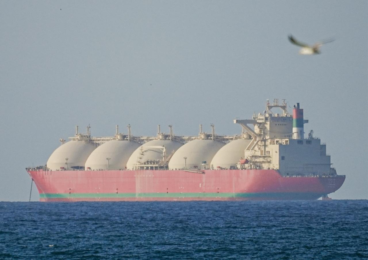 A view of the vessels passing through Strait of Hormuz following the two-week temporary ceasefire reached between the United States and Iran on the condition that the strait be reopened, seen in Oman on April 08, 2026. (AA Photo)